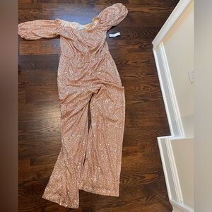NWT VENUS Sparkling Sequin Jumpsuit in rose Gold